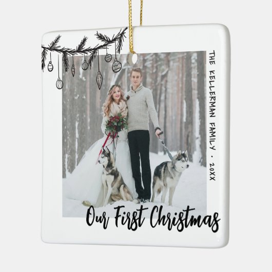 Our First Christmas Photo Keramisch Ornament (Links)