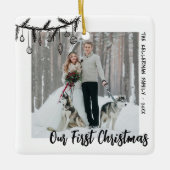 Our First Christmas Photo Keramisch Ornament (Voorkant)