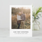 Our First Christmas Photo Modern Newlywed Feestdagenkaart (Staand voorkant)
