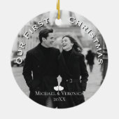 Our First Christmas Photo Personalized Name Year Keramisch Ornament (Achterkant)