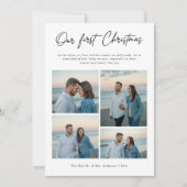 Our First Christmas Script Coastal Photo Newlywed Feestdagenkaart (Voorkant)