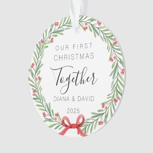 Our First Christmas Together 2025 Acrylic Ornament (voorkant)