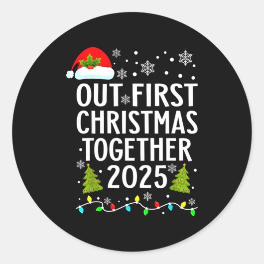 Our First Christmas Together 2025 Matching Christm Ronde Sticker (Voorkant)