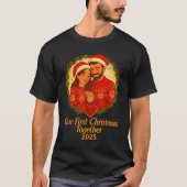 Our First Christmas Together 2025 Matching Couple T-shirt (Voorkant)