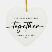 Our First Christmas Together Couple Heart Keramisch Ornament (Voorkant)