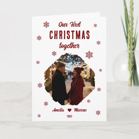 Our First Christmas Together Couple Photo  Feestdagen Kaart (Voorkant)