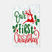 Our First Christmas Together Couple Photo Forever Metalen Ornament (Voorkant links)