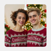 Our First Christmas Together Couple Photo Forever Metalen Ornament (Achterkant)