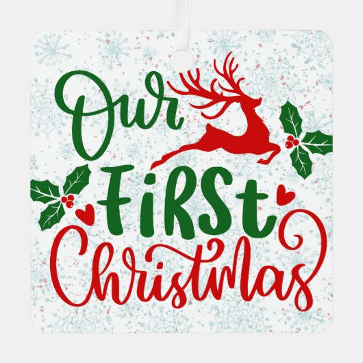 Our First Christmas Together Couple Photo Forever Metalen Ornament (Voorkant)
