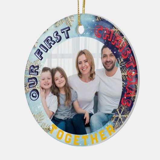 Our First Christmas Together  Custom Photo  Keramisch Ornament (Links)