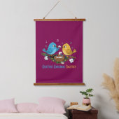 Our First Christmas Together Cute Lovebirds Hangend Wandkleed (Slaapkamer)