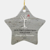 Our first Christmas together love birds tree Keramisch Ornament (Voorkant)