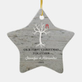 Our first Christmas together love birds tree Keramisch Ornament (Achterkant)