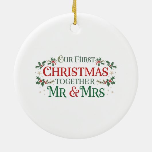 Our First Christmas Together Mr. & Mrs.  Keramisch Ornament (Achterkant)