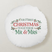 Our First Christmas Together Mr. & Mrs Rond Kussen (Achterkant)