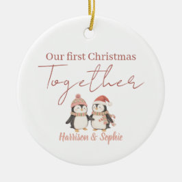 Our first Christmas together newlyweds penguin Keramisch Ornament