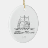 Our First Christmas Together Owl Couple Art Custom Keramisch Ornament (Rechts)