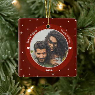 "Our first Christmas together". personalize Keramisch Ornament