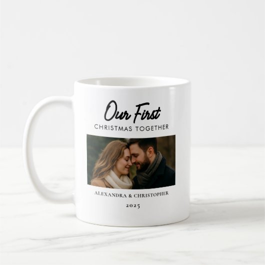 Our First Christmas Together Photo Minimal Modern Koffiemok (Links)