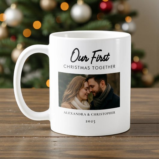 Our First Christmas Together Photo Minimal Modern Koffiemok