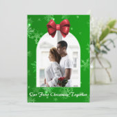 Our First Christmas Together Snowflake Photo Feestdagenkaart (Staand voorkant)
