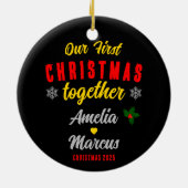 Our First Christmas Together Snowflakes Keramisch Ornament (Achterkant)