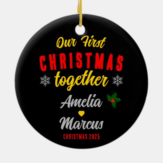 Our First Christmas Together Snowflakes Keramisch Ornament (Achterkant)
