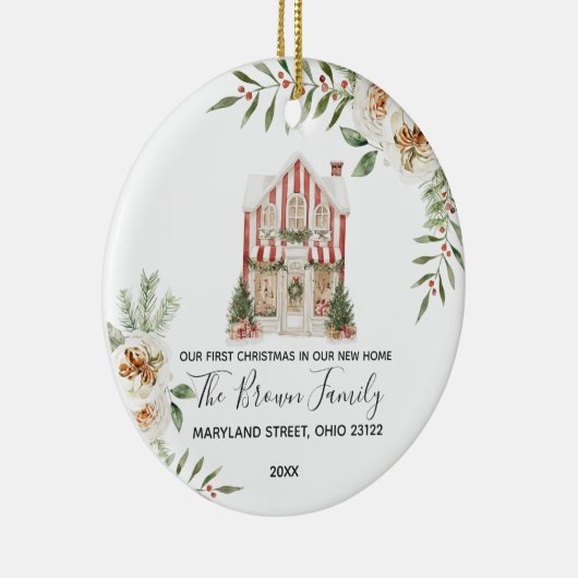 Our First Christmas Winter Custom House Address Keramisch Ornament (Rechts)