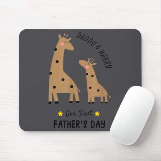 Our First Father's Day 2026, Funny Giraffe Gift Da Muismat (Met muis)