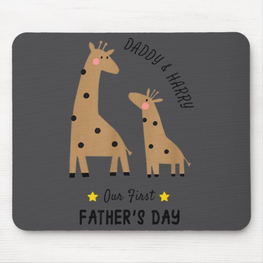 Our First Father's Day 2026, Funny Giraffe Gift Da Muismat (Voorkant)