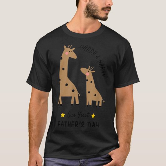 Our First Father's Day 2026, Funny Giraffe Gift Da T-shirt (Voorkant)