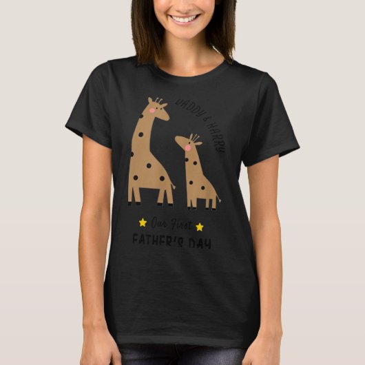 Our First Father's Day 2026, Funny Giraffe Gift Da T-shirt (Voorkant)