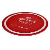 Our First Home Housewarming Typography Red White Snijplank (Hoek)