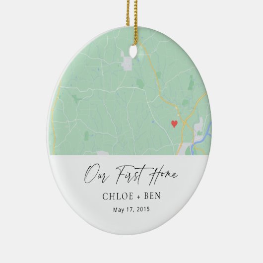 Our First Home Personalized Home Map Keramisch Ornament (Rechts)