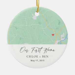 Our First Home Personalized Home Map Keramisch Ornament