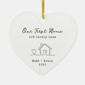 Our First Home Personalized Line Art New House Keramisch Ornament (Voorkant)