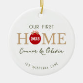 Our First Home Personalized Names Address Year Keramisch Ornament (Voorkant)