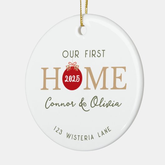 Our First Home Personalized Names Address Year Keramisch Ornament (Links)