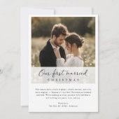 Our First Married Christmas Elegant Script Photo Feestdagenkaart (Voorkant)