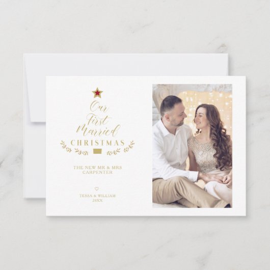 Our First Married Christmas Quote Newlyweds Photo (Voorkant)