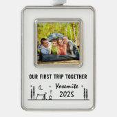 Our First Trip Together Yosemite 2025 Verzilverd Omlijst Ornament (Voorkant)