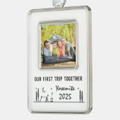 Our First Trip Together Yosemite 2025 Verzilverd Omlijst Ornament (Links)