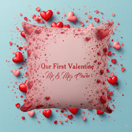Our First Valentine Mr & Mrs Romantic Hearts Kussen