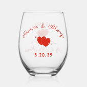 Our First Valentine’s Day as Mr & Mrs Personalized Wijnglas Zonder Voet (Achterkant)