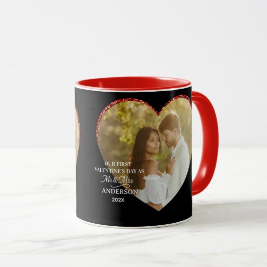 Our First Valentines Day as Mr & Mrs Heart Photo Mok (Voorkant rechts)