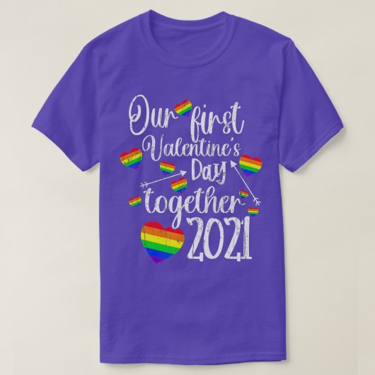Our First Valentines Day ogether 2021 Gay Couple L T-shirt (Design voorkant)