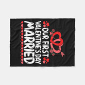 Our First Valentines Married Husband Wife  Fleece Deken (Voorkant (Horizontaal))