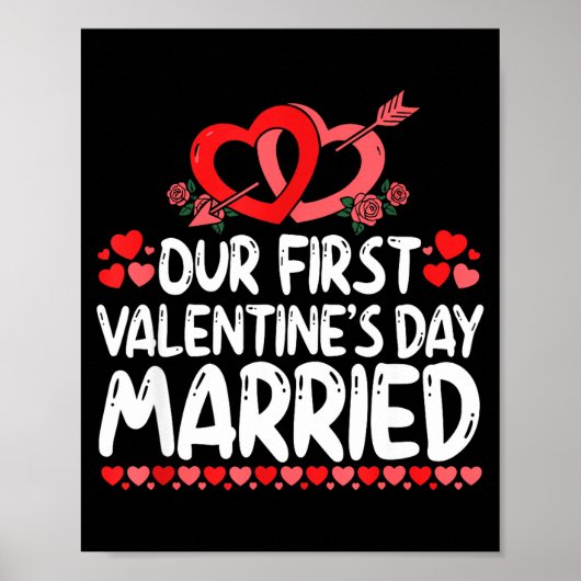 Our First Valentines Married Husband Wife  Poster (Voorkant)