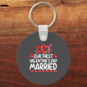 Our First Valentines Married Husband Wife  Sleutelhanger (Voorkant)