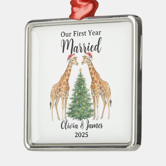 Our First Year Married Goose Custom Christmas Metalen Ornament (Links)
